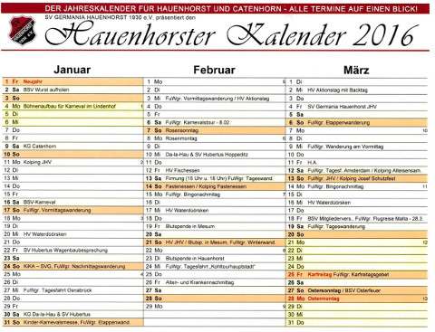Hauenhorster Kalender 2016