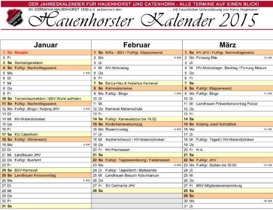 Hauenhorster Kalender 2015